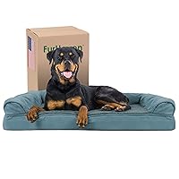 Furhaven Orthopedic Dog Bed for Large Dogs w/ Removable Bolsters & Washable Cover, For Dogs Up to 95 lbs - Plush & Suede Sofa - Deep Pool, Jumbo/XL