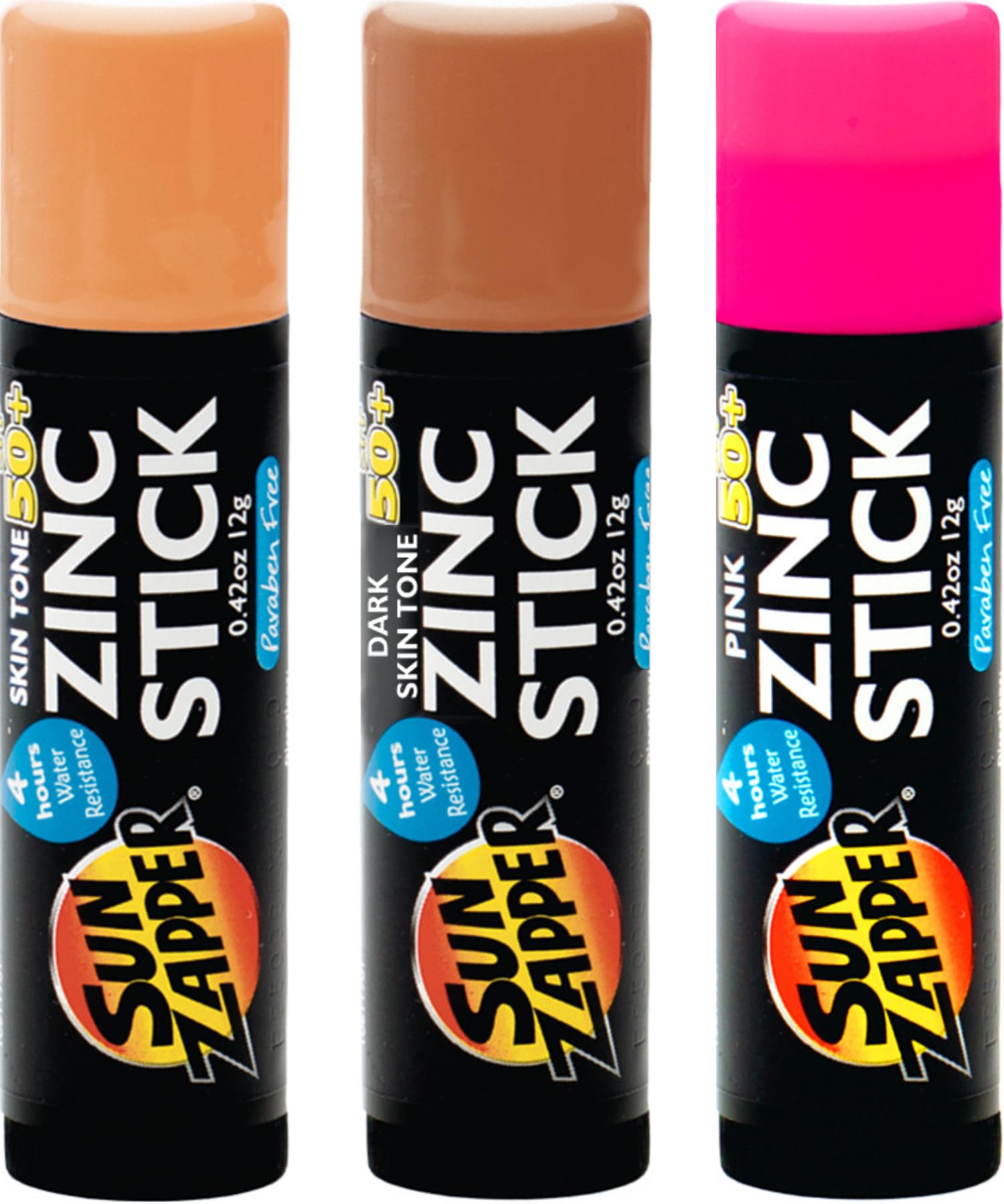 Sun Zapper Beauty Pack - Light Skin Tone, Dark Skin Tone, Pink (3 Pack) - SPF 50+ Zinc Oxide Sunscreen Sticks