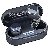 TOZO T12 Wireless Earbuds Bluetooth 5.3 Headphones Built-in ENC Noise Cancelling Mic, 55H Playtime LED Digital Display with Wireless Charging Case, App Control Immersive Premium Sound Blue