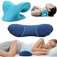 Neck Stretcher Cervical Traction Device for Neck Pain Relief and Adjustable Lumbar Support Pillow for Bed Sleeping