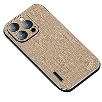 Slim Case for iPhone 14/14 Pro/14 Plus/14 Pro Max, Anti-Scratch Lens Protection Elegant Cloth Pattern Soft TPU Bumper Shockproof Protective Phone Cover Case,Beige,14 plus 6.7''