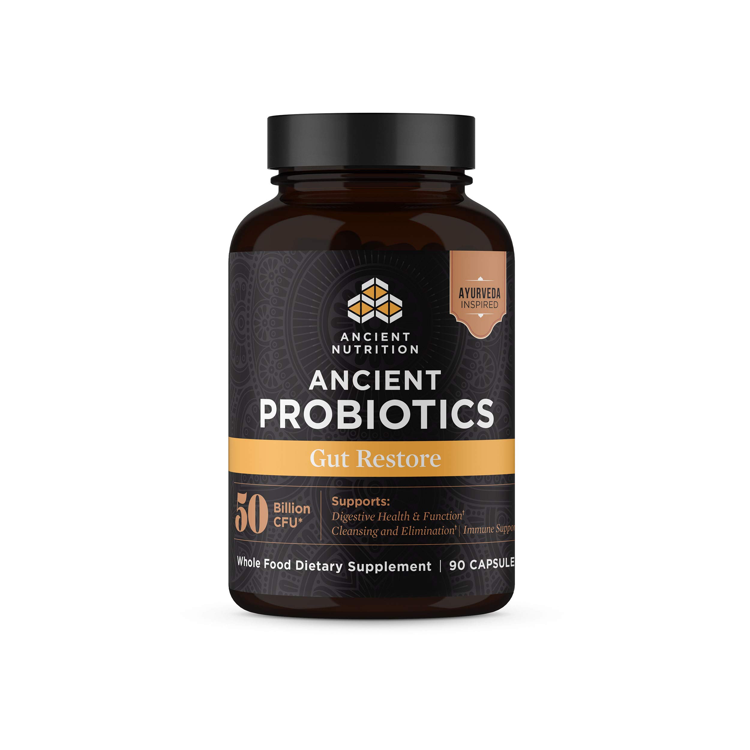 Probiotics by Ancient Nutrition, Gut Restore 90ct with Ginger and Fenugreek, Supports Digestive Functions, Reduces Diarrhea, Constipation, Gas and ...