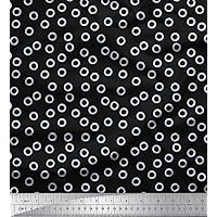 Soimoi Silk Black Fabric - by The Yard - 42 Inch Wide - Life Ring Nautical Material - Nautical Safety and Style for Various Projects Printed Fabric
