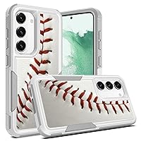 Case for Galaxy S23+, Baseball Sport White Pattern Shock-Absorption Hard PC, Inner Silicone Hybrid Dual Layer Armor Defender Case Protective Cover for Galaxy S23 Plus 5G, A002