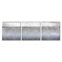 Ysjart - Textured Silver Abstract Canvas Wall Art 3 Piece Hand Painted Gray Abstract Oil Painting with Sand Grain and Glitter for Living Room Bedroom Decor, Ready to Hang - 20