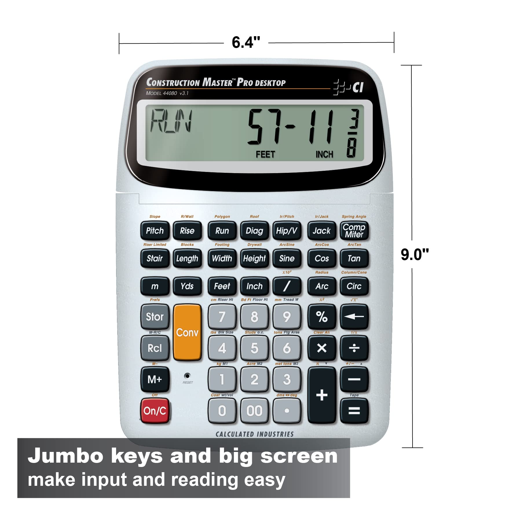 Calculated Industries 44080 Construction Master Pro-Desktop Advanced Construction Math Feet-Inch-Fraction Calculator with Trig Tool for Architects, Estimators, Contractors, Builders and Remodelers