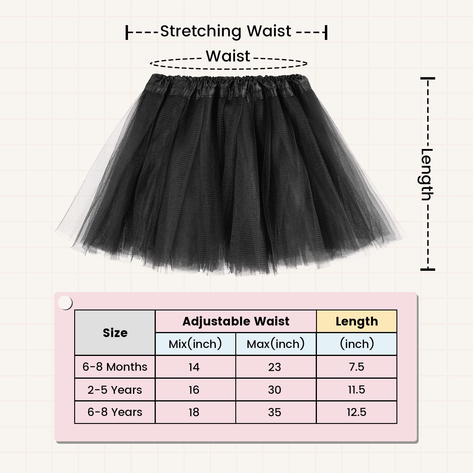 Simplicity Baby Girl's 4 Layers Tulle Tutu Skirt, 6 Months to 8 Years
