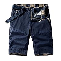 Men Outdoor Cargo Shorts Comfy Lightweight Quick Dry Stretchy Waist Hiking Work Shorts with Multi Pockets (No Belt)