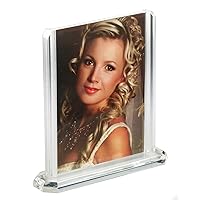 Displays2go Set of 4, Clear Acrylic Double-Sided Table Tents for 5 x 7 Inches Images, Tabletop Menu Card Holder Sign Frames (PFTT5070PV)