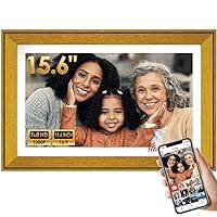 FRAMEO Digital Picture Frame,15.6 inch WiFi Digital Photo Frame,32GB Storage, Touchscreen Picture Frame,Photo Frame Electronic,Auto-Rotate/Share Photos/Videos Anywhere(15.6 Inch Gold -32GB)