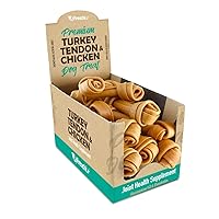 AFreschi Turkey Tendon and Chicken for Dogs, All-Natural Joint Health Supplement (Glucosamine and Chondrotin), Good for Senoir Dog Chew, Puppy Treat, Hypoallergenic, Alternative to Rawhide (Large)