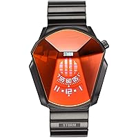 Darth Watch Men's Unique Cut Lazer Glass Watch with revolving disc Movement