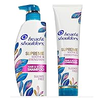 Supreme Sulfate Free Shampoo and Conditioner Set for Dry Scalp and Dandruff Treatment, Soothe and Strengthen with Argan Oil and Rose Essence, 21.2 Fl Oz