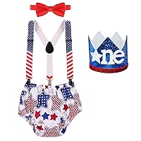 Baby Boys Clothes Set 4pcs Formal Suit Bowtie Bodysuit Bloomers Adjustable Y Back Suspenders Photography Summer Dress Up Outfits for Photo Shoot independence Day Easter Red-independence Day One Size