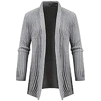 Men's Solid Color Knitted Longline Fall Winter Open-Front Cardigan Sweater Coat