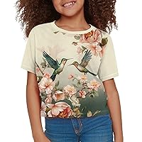 Girls Short Sleeve Crop Top Summer T Shirts Cute Clothes for Kids Casual