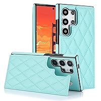 XYX for Samsung Galaxy S24 Ultra 5G Wallet Case with Card Holder, RFID Blocking PU Leather Double Magnetic Clasp Back Flip Protective Shockproof Cover 6.8 inch, Sky Blue
