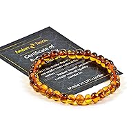 Baltic Amber Bracelet for Adults Made on Elastic Band – Carpal Tunnel, Arthritis, Headache, Migraine Pain Relief