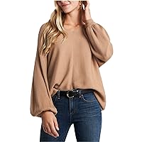 Womens Blouson Sleeve Pullover Sweater