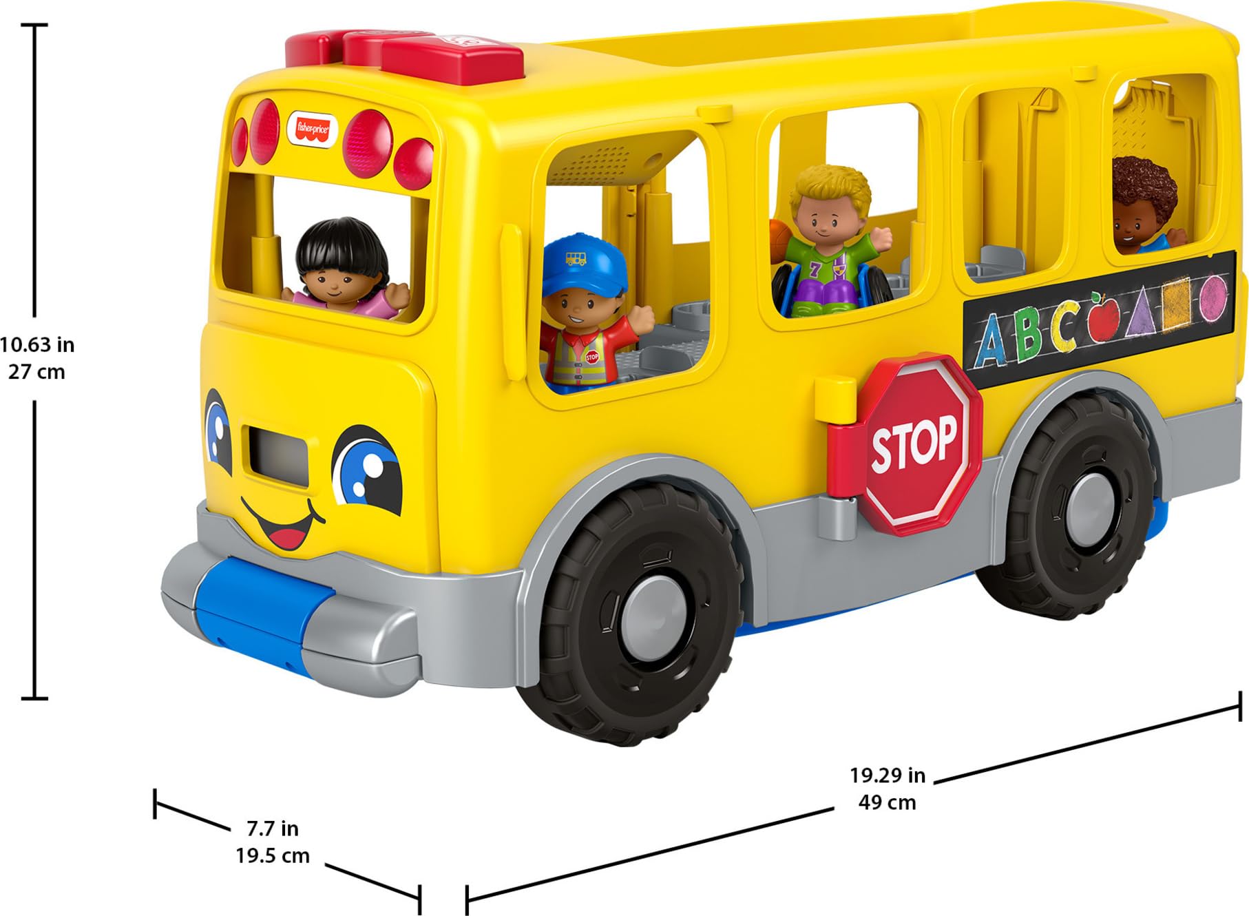 Fisher-Price Little People Toddler Learning Toy Big Yellow School Bus With Lights Sounds & Smart Stages, 4 Figures, Ages 1+ Years