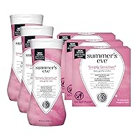 Summer's Eve Simply Sensitive 6 Pack Set (Three 15 oz Washes and Three 16 Count Cleansing Cloths)