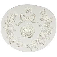 Rose Floral Lace Border with Bow Fondant Candy Silicone Mold