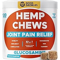 Hemp Hip & Joint Supplement for Dogs Glucosamine, Chondroitin, MSM, Turmeric, Hemp Seed Oil & Hemp Protein for Joint Pain Relief & Mobility 120 Soft Chews Bacon Flavor