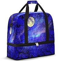 Night Star Sky Moon Tree Foldable Travel Duffel Bag Sports Tote Gym Bag With Shoe Compartment For Woman Man Carry On Luggage Overnight Travel Weekend Yoga Workout Bag Training Handbag
