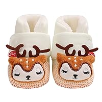 Children Baby Shoes Boys and Girls Cotton Shoes Cotton Velvet Warm Hook Loop Solid Color Soft and Size One Infant