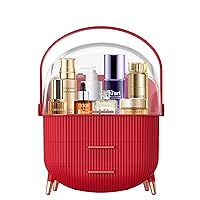 Makeup organizer for vanity Skincare Organizer for Bathroom Countertop Vanity, Cosmetic display case product jewelry storage box.(RED)