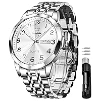 OLEVS Watch for Men Luxury Dress Analog Quartz Stainless Steel Waterproof Luminous Date Diamond Business Two Tone Casual Wrist Watch