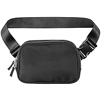 Upgraded Fanny Pack for Men Women, Fashion Crossbody Belt Bag Waterproof Running Waist Packs Bum Bag with Adjustable Sturdy Strap and Double Zipper to Enlarge Capacity for Travel -Black