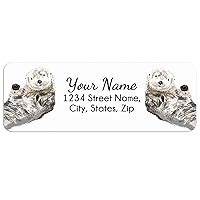 Personalized Sea Otters Return Address Label Stickers - 120 Pieces - Ocean Animal Watercolor Art - Handmade