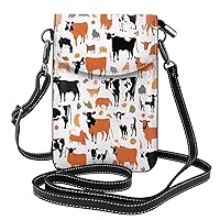 Gladiolus Flower Print Crossbody Mini Phone Bag For Women,Fashionable Cute Pu Splashproof Phone Bag,With Card Slot