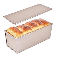 Commercial Pullman Loaf Pan with Lid, Dough Capacity Non-stick Rectangle Flat Toast Box for Oven Baking 13.6