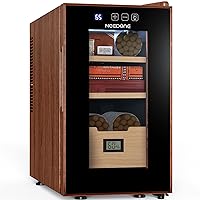 NEEDONE Cigar Humidor 23L with Heating & Cooling Control, Quiet Thermostatic Electric Cooler Cabinet for 150 Counts with Spanish Cedar Wood Shelves & Drawer with Hygrometer, Gift for Men, Woodgrain