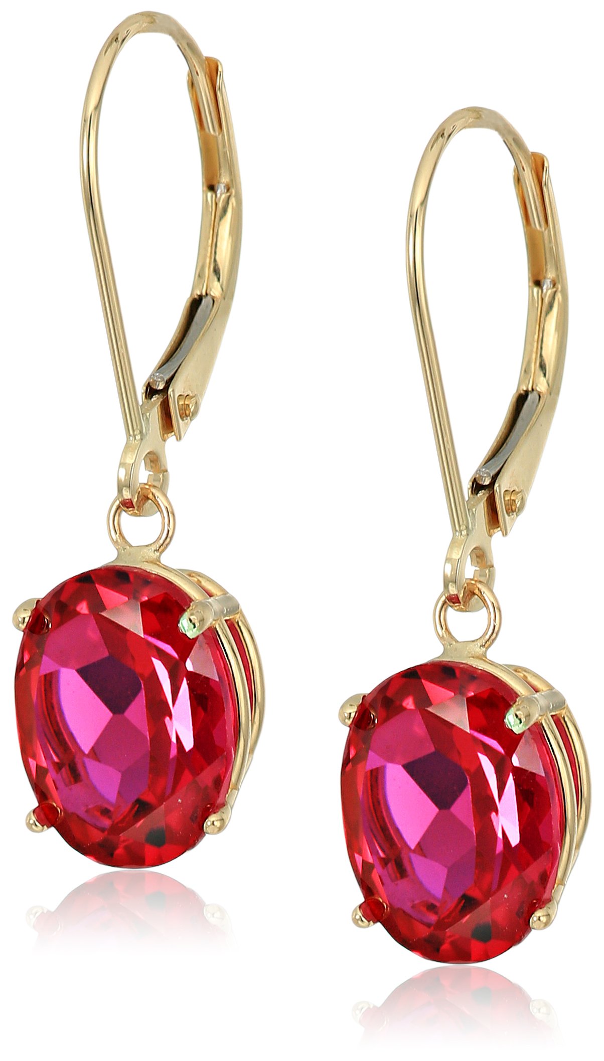 Amazon Collection 14k Gold 8 x 10mm Oval Gemstone Dangle Earrings for Women with Leverbacks