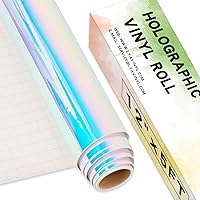 5FT Holographic Vinyl - 12”x5FT(60 INCH) 001 Holographic Opal White Permanent Vinyl Roll, Holographic Vinyl for Mug, Cup, Home Decal, Party & Birthday