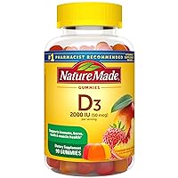 Vitamin D3 2000 IU (50 mcg) per serving, Dietary Supplement for Bone, Teeth, Muscle and Immune Health Support, 90 Gummies, 45 Day Supply