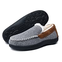 Mens Warm Fuzzy Moccasin House Slippers, Comfy Winter Slip on Memory Foam Indoor Bedroom Slippers for Men, Cozy Fluffy Plush Fur Lining Man Home Houseshoes Non-Slip