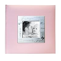 MCS 200-Pocket Fabric Baby 4x6 Photo Album with Writing Space, 8.5 x 8.5 Inches, Baby Pink