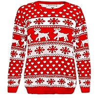New Girls Boys Christmas Reindeer Snowflake Knitted Kids Xmas Jumper Sweater Top