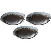 Set of 3, Black Blown White Crystal Sashimi Pot, 6.1 x 5.5 x 1.2 inches (15.5 x 14 x 3 cm), Reinforced [Sashimi