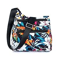 SCL Women's Nylon Crossbody Bag With Flowers Shoulder Messenger Bags Wallet Multicolor