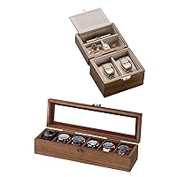 Watch Box, Watch Case for Men Women, Wooden Watch Display Storage Box, Watch Travel Case for Men, Wood Watch and Jewelry Box for Woman wtc-walnut-wb-61wood-n
