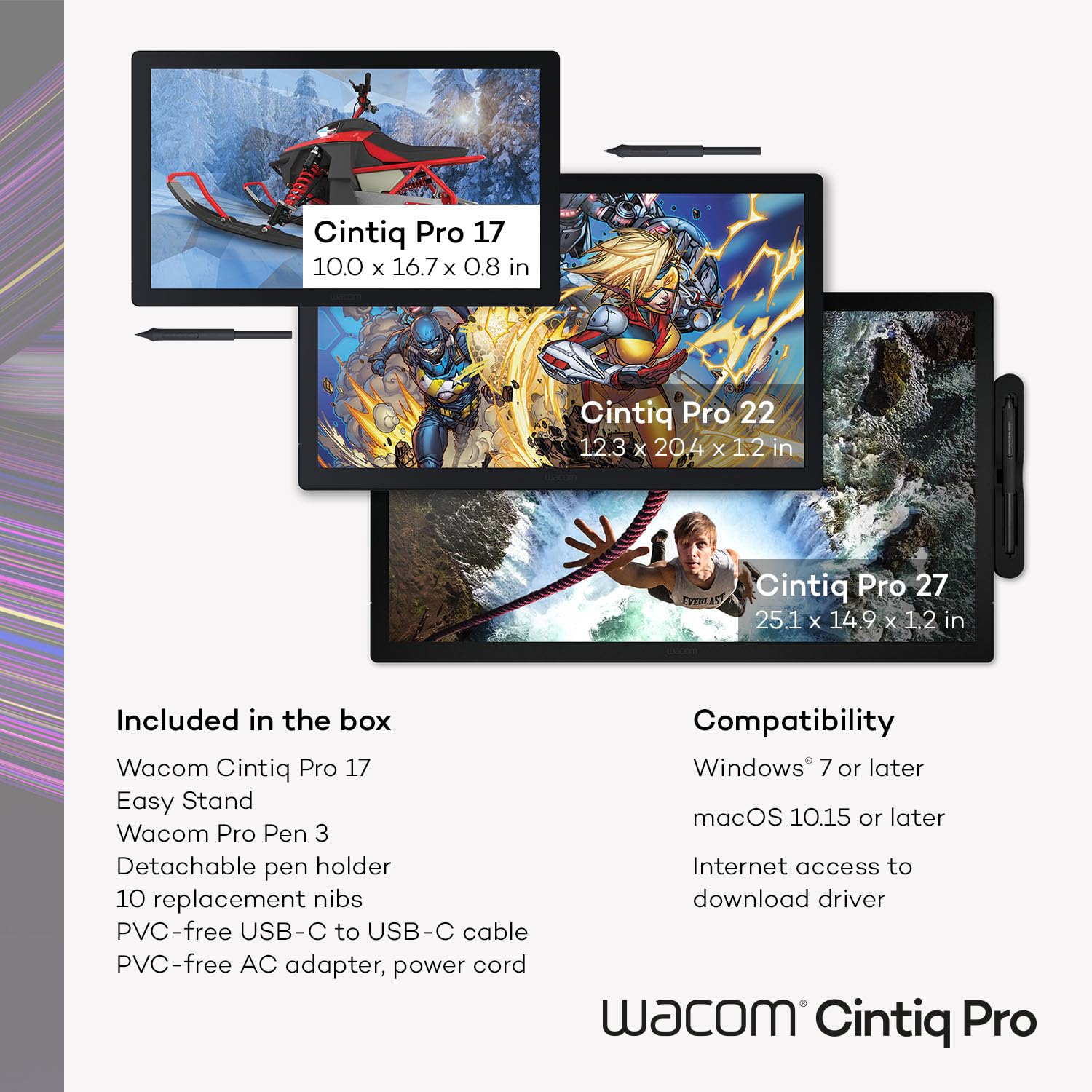 Wacom Cintiq Pro 17 Drawing Tablet with Screen; 4K UHD Touchscreen Graphic Drawing Display with 1.07 Billion Colors, 120Hz Refresh Rate & 8192 Pen Pressure for Windows PC, Mac, Linux (DTH172K0A)