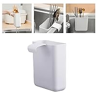 Multifunctional Compact Kitchen Drainer Drain Basket Utensil and Cutlery Drying Rack Holder and Hangable Sink Shelf Home Fruit Basket Plastic Storage Container White (Deep)