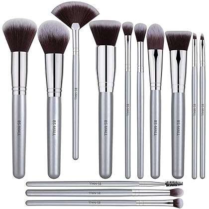 BS-MALL Makeup Brush Set Premium Synthetic Bristles Powder Foundation Blush Contour Concealers Lip Eyeshadow Brushes Kit (14 PCS)