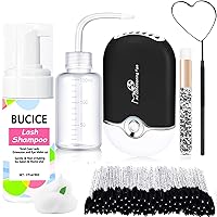 Lash Shampoo for Eyelash Extension Kit, Eyelash Extension Cleanser with USB Lash Fan 150ml Wash Bottle 60ml Clean Mousse Mascara Brush Cleansing Brushes Lash Mirror for Salon and Home Use