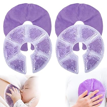 QETRABONE Breast Therapy Pads, Hot Cold Breastfeeding Gel Pads, Breastfeeding Essentials and Postpartum Recovery, Nursing Pain Relief for Mastitis, Engorgement, Reusable, Freezable, Microwavable